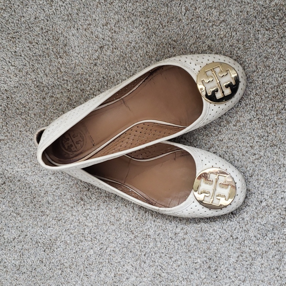 Tory Burch White Flats